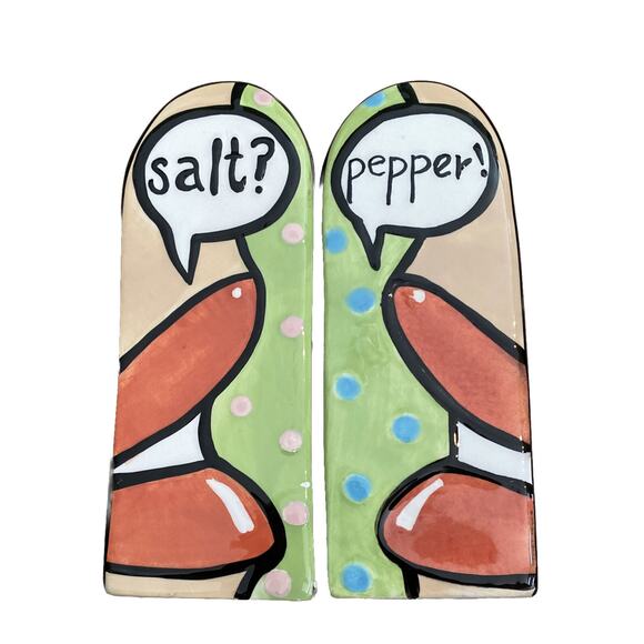 Salt and Pepper Shakers POP ART, Joanne Delomba With Love, Kissing Lips Vintage - Picture 1 of 11